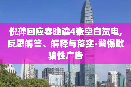倪萍回應(yīng)春晚讀4張空白賀電,反思解答、解釋與落實(shí)-警惕欺騙性廣告