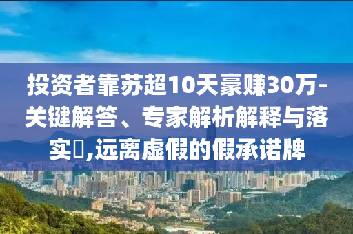 投資者靠蘇超10天豪賺30萬-關(guān)鍵解答、專家解析解釋與落實?,遠離虛假的假承諾牌