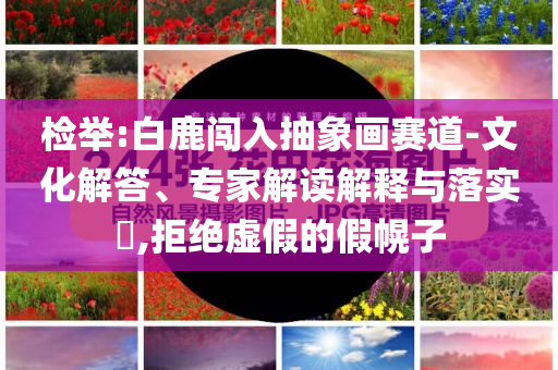 檢舉:白鹿闖入抽象畫賽道-文化解答、專家解讀解釋與落實(shí)?,拒絕虛假的假幌子