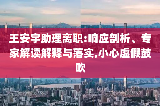 王安宇助理離職:響應剖析、專家解讀解釋與落實,小心虛假鼓吹