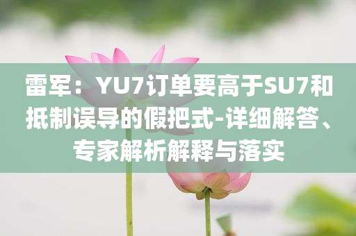 雷軍：YU7訂單要高于SU7和抵制誤導(dǎo)的假把式-詳細(xì)解答、專家解析解釋與落實(shí)