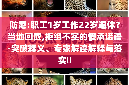 防范:職工1歲工作22歲退休？當(dāng)?shù)鼗貞?yīng),拒絕不實(shí)的假承諾語-突破釋義、專家解讀解釋與落實(shí)?
