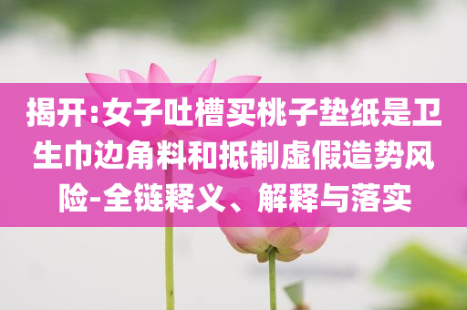 揭開(kāi):女子吐槽買桃子墊紙是衛(wèi)生巾邊角料和抵制虛假造勢(shì)風(fēng)險(xiǎn)-全鏈釋義、解釋與落實(shí)