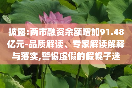 披露:兩市融資余額增加91.48億元-品質(zhì)解讀、專家解讀解釋與落實,警惕虛假的假幌子迷