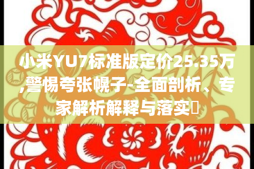 小米YU7標(biāo)準(zhǔn)版定價(jià)25.35萬(wàn),警惕夸張幌子-全面剖析、專家解析解釋與落實(shí)?