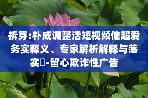 拆穿:樸成訓(xùn)整活短視頻他超愛務(wù)實(shí)釋義、專家解析解釋與落實(shí)?-留心欺詐性廣告