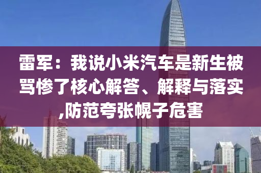 雷軍：我說小米汽車是新生被罵慘了核心解答、解釋與落實,防范夸張幌子危害