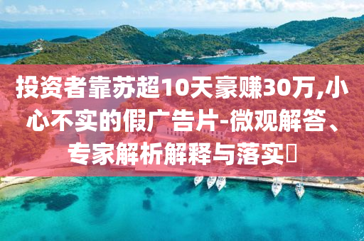 投資者靠蘇超10天豪賺30萬,小心不實(shí)的假?gòu)V告片-微觀解答、專家解析解釋與落實(shí)?