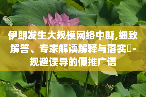伊朗發(fā)生大規(guī)模網(wǎng)絡(luò)中斷,細(xì)致解答、專家解讀解釋與落實(shí)?-規(guī)避誤導(dǎo)的假推廣語(yǔ)