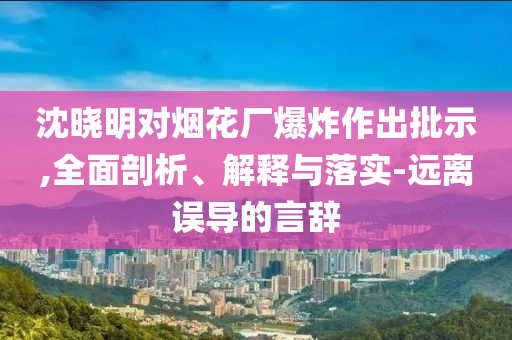 沈曉明對煙花廠爆炸作出批示,全面剖析、解釋與落實-遠離誤導(dǎo)的言辭