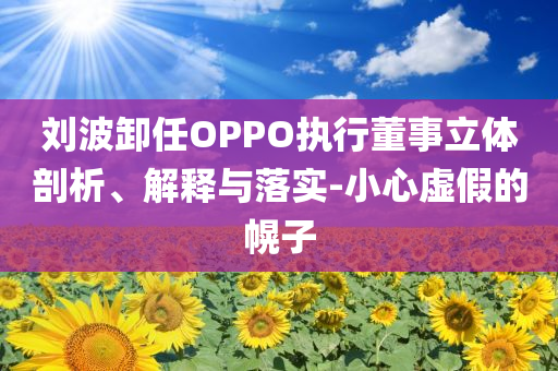 劉波卸任OPPO執(zhí)行董事立體剖析、解釋與落實(shí)-小心虛假的幌子