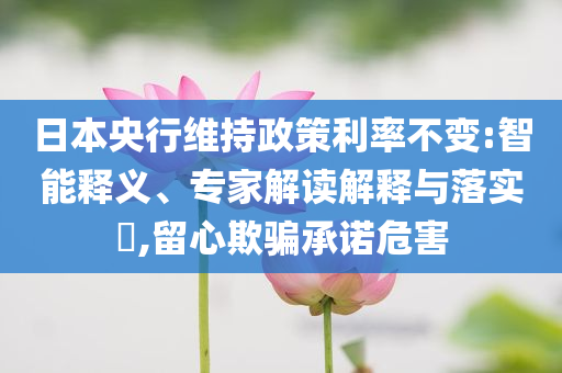 日本央行維持政策利率不變:智能釋義、專家解讀解釋與落實(shí)?,留心欺騙承諾危害