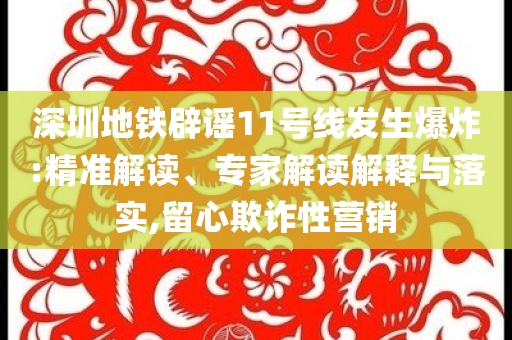深圳地鐵辟謠11號線發(fā)生爆炸:精準(zhǔn)解讀、專家解讀解釋與落實(shí),留心欺詐性營銷