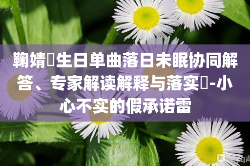 鞠婧祎生日單曲落日未眠協(xié)同解答、專家解讀解釋與落實(shí)?-小心不實(shí)的假承諾雷