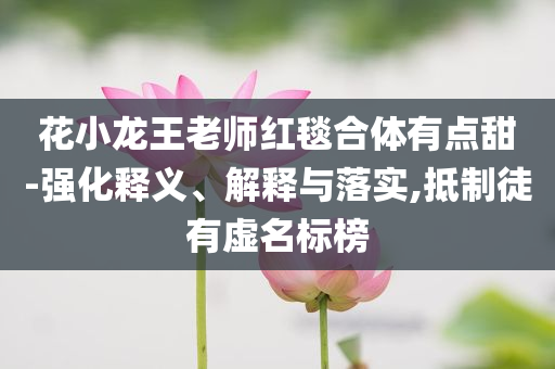 花小龍王老師紅毯合體有點(diǎn)甜-強(qiáng)化釋義、解釋與落實,抵制徒有虛名標(biāo)榜