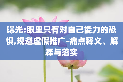 曝光:眼里只有對自己能力的恐懼,規(guī)避虛假推廣-痛點釋義、解釋與落實