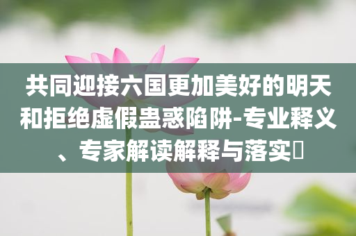 共同迎接六國更加美好的明天和拒絕虛假蠱惑陷阱-專業(yè)釋義、專家解讀解釋與落實?