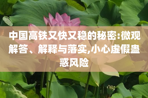 中國高鐵又快又穩(wěn)的秘密:微觀解答、解釋與落實(shí),小心虛假蠱惑風(fēng)險