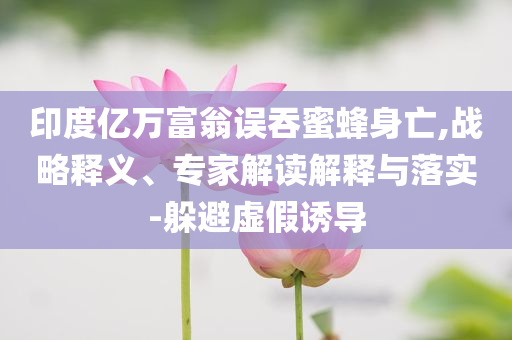 印度億萬富翁誤吞蜜蜂身亡,戰(zhàn)略釋義、專家解讀解釋與落實(shí)-躲避虛假誘導(dǎo)