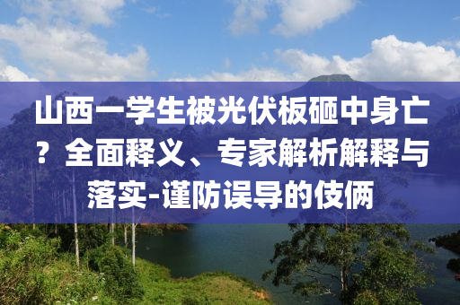 山西一學(xué)生被光伏板砸中身亡？全面釋義、專(zhuān)家解析解釋與落實(shí)-謹(jǐn)防誤導(dǎo)的伎倆