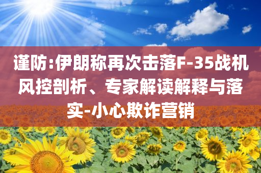 謹(jǐn)防:伊朗稱再次擊落F-35戰(zhàn)機(jī)風(fēng)控剖析、專家解讀解釋與落實(shí)-小心欺詐營銷