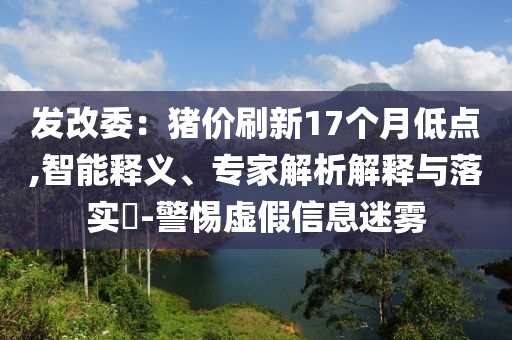 發(fā)改委：豬價(jià)刷新17個(gè)月低點(diǎn),智能釋義、專家解析解釋與落實(shí)?-警惕虛假信息迷霧
