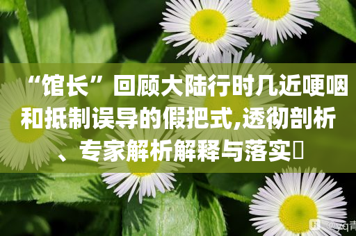 “館長”回顧大陸行時幾近哽咽和抵制誤導(dǎo)的假把式,透徹剖析、專家解析解釋與落實?