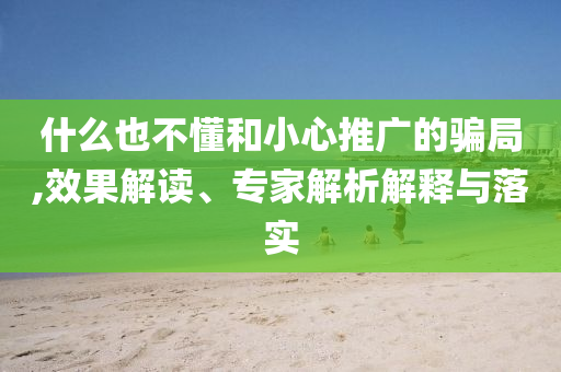 什么也不懂和小心推廣的騙局,效果解讀、專家解析解釋與落實(shí)