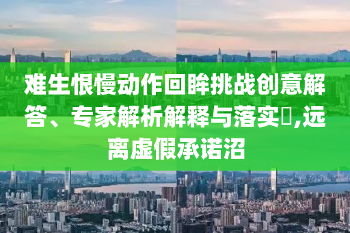 難生恨慢動作回眸挑戰(zhàn)創(chuàng)意解答、專家解析解釋與落實?,遠離虛假承諾沼
