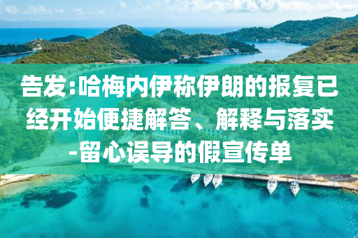 告發(fā):哈梅內(nèi)伊稱伊朗的報(bào)復(fù)已經(jīng)開始便捷解答、解釋與落實(shí)-留心誤導(dǎo)的假宣傳單