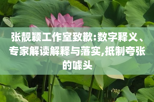 張靚穎工作室致歉:數(shù)字釋義、專家解讀解釋與落實,抵制夸張的噱頭