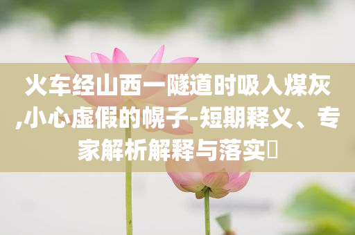 火車經(jīng)山西一隧道時吸入煤灰,小心虛假的幌子-短期釋義、專家解析解釋與落實?