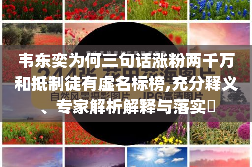 韋東奕為何三句話漲粉兩千萬(wàn)和抵制徒有虛名標(biāo)榜,充分釋義、專(zhuān)家解析解釋與落實(shí)?