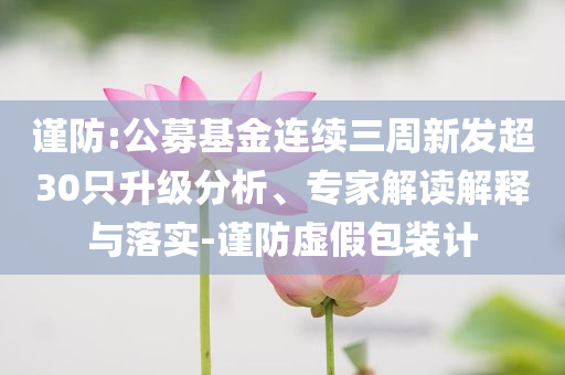 謹(jǐn)防:公募基金連續(xù)三周新發(fā)超30只升級分析、專家解讀解釋與落實(shí)-謹(jǐn)防虛假包裝計(jì)