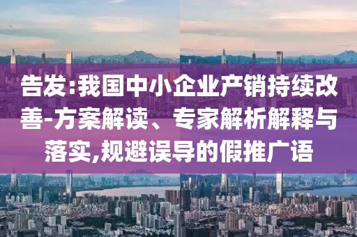 告發(fā):我國(guó)中小企業(yè)產(chǎn)銷持續(xù)改善-方案解讀、專家解析解釋與落實(shí),規(guī)避誤導(dǎo)的假推廣語(yǔ)