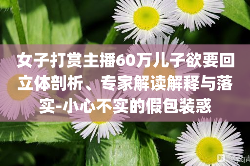 女子打賞主播60萬兒子欲要回立體剖析、專家解讀解釋與落實-小心不實的假包裝惑