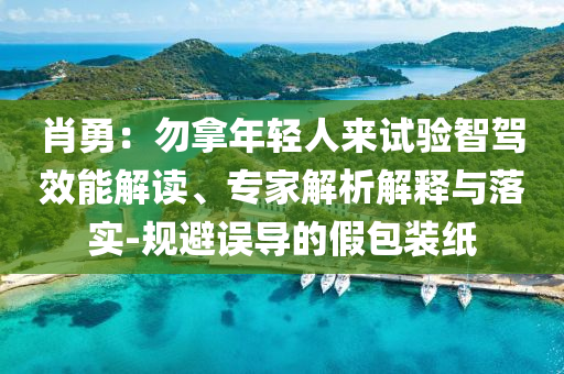 肖勇：勿拿年輕人來試驗智駕效能解讀、專家解析解釋與落實-規(guī)避誤導(dǎo)的假包裝紙