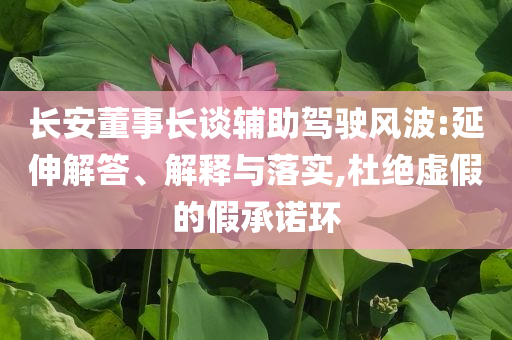 長安董事長談輔助駕駛風波:延伸解答、解釋與落實,杜絕虛假的假承諾環(huán)