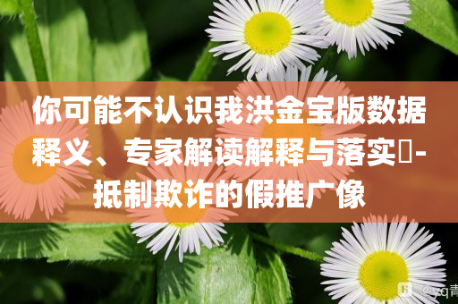 你可能不認(rèn)識我洪金寶版數(shù)據(jù)釋義、專家解讀解釋與落實?-抵制欺詐的假推廣像