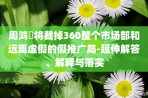 周鴻祎將裁掉360整個市場部和遠(yuǎn)離虛假的假推廣局-延伸解答、解釋與落實(shí)
