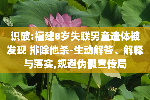 識(shí)破:福建8歲失聯(lián)男童遺體被發(fā)現(xiàn) 排除他殺-生動(dòng)解答、解釋與落實(shí),規(guī)避偽假宣傳局