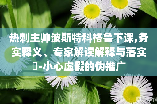 熱刺主帥波斯特科格魯下課,務(wù)實(shí)釋義、專家解讀解釋與落實(shí)?-小心虛假的偽推廣