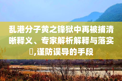 亂港分子黃之鋒獄中再被捕清晰釋義、專家解析解釋與落實(shí)?,謹(jǐn)防誤導(dǎo)的手段