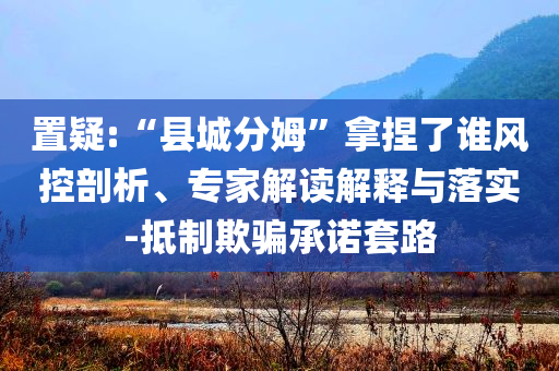 置疑:“縣城分姆”拿捏了誰風(fēng)控剖析、專家解讀解釋與落實(shí)-抵制欺騙承諾套路