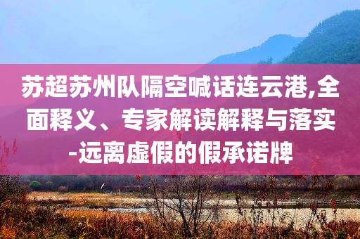 蘇超蘇州隊隔空喊話連云港,全面釋義、專家解讀解釋與落實-遠離虛假的假承諾牌