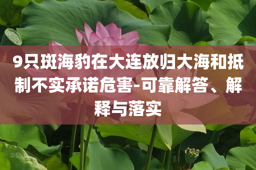 9只斑海豹在大連放歸大海和抵制不實承諾危害-可靠解答、解釋與落實