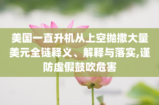 美國一直升機(jī)從上空拋撒大量美元全鏈釋義、解釋與落實(shí),謹(jǐn)防虛假鼓吹危害