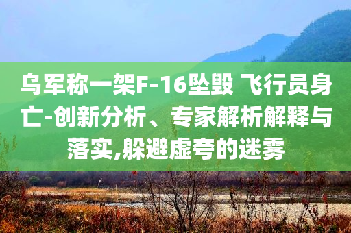 烏軍稱一架F-16墜毀 飛行員身亡-創(chuàng)新分析、專家解析解釋與落實(shí),躲避虛夸的迷霧