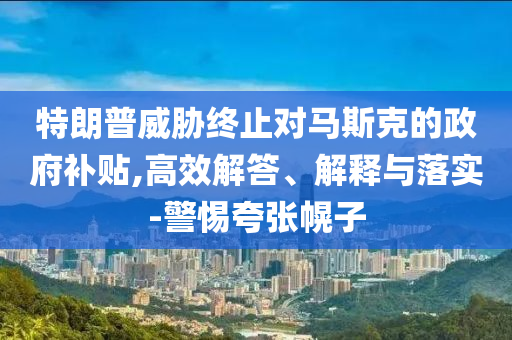 特朗普威脅終止對馬斯克的政府補貼,高效解答、解釋與落實-警惕夸張幌子