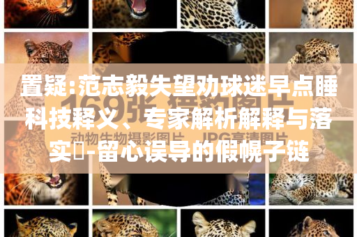 置疑:范志毅失望勸球迷早點(diǎn)睡科技釋義、專(zhuān)家解析解釋與落實(shí)?-留心誤導(dǎo)的假幌子鏈